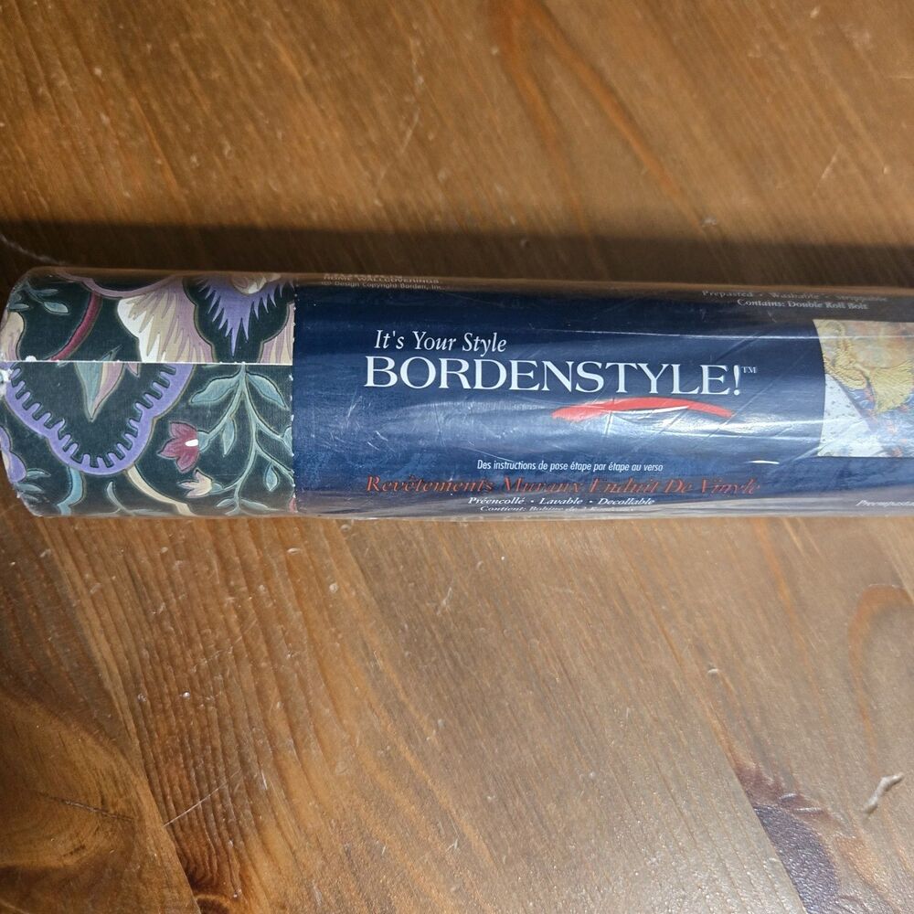 Bordenstyle Wallpaper Vinyl Prepasted 55 SqFt Wallcovering Victorian Antq Floral - Picture 4 of 6
